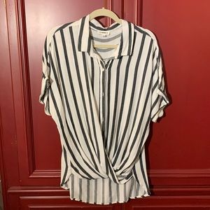 Charcoal and ivory striped top